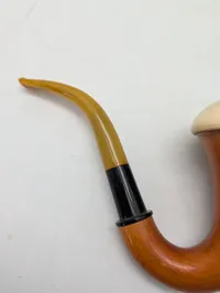 Vintage Calabash Tobacco Pipe with Meerschaum Cap and Amber-Toned Stem