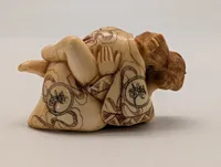 Antik JAPANESE HAND CARVED EROTIC NETSUKE FIGURES EDO / MEIJI PERIODE 