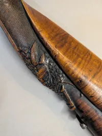 Antique Double-Barrel Percussion Shotgun with Carved Stag Stock