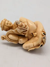 Antik JAPANESE HAND CARVED EROTIC NETSUKE FIGURES EDO / MEIJI PERIODE