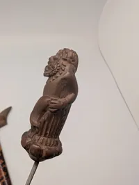 Child Indonesian Keris Dagger with Carved Figural Hardwood Hilt