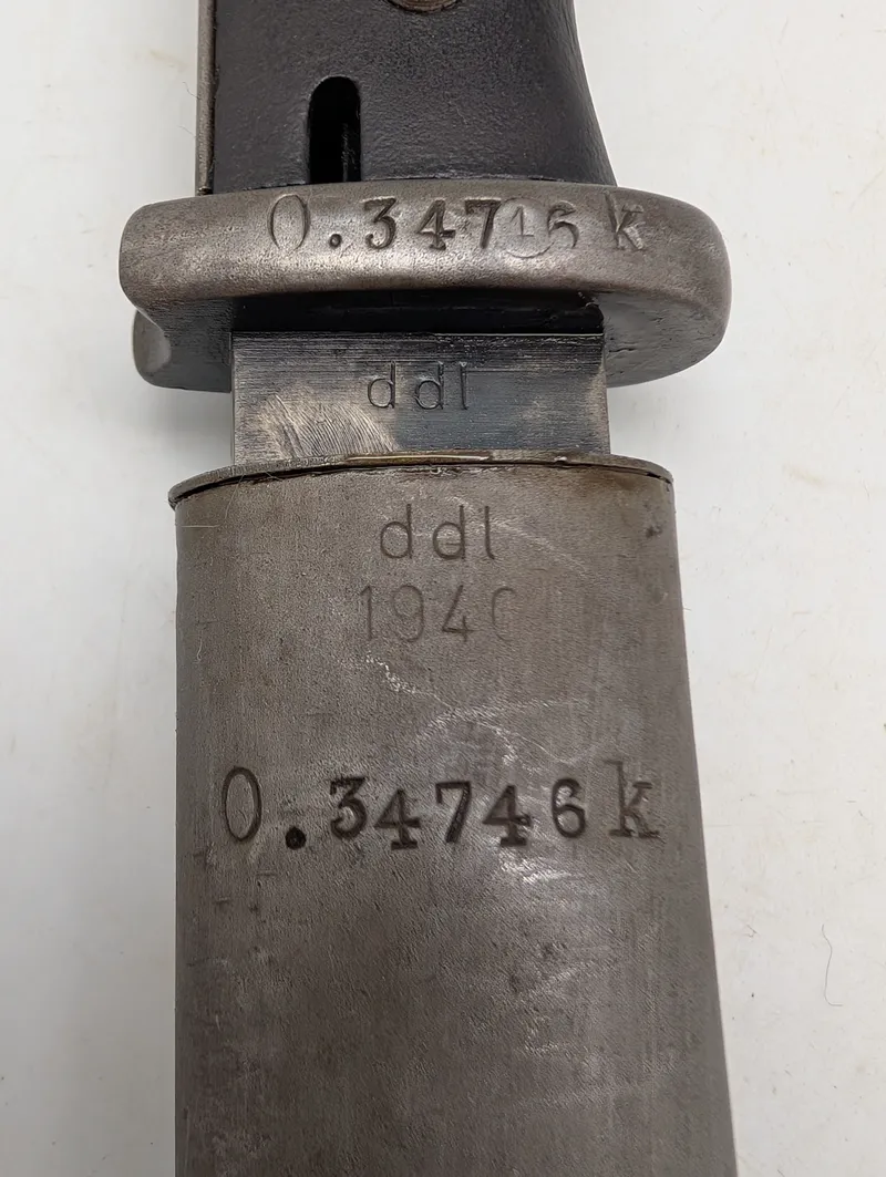 Tysk K98 Bajonet ddl 1940 med matchende skede Ostsee mærket nummerens 
