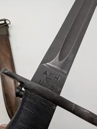 Amerikansk M1 Garand Bajonet med Dansk HTK-mærket Skede