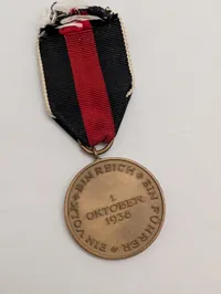Tysk 1. Oktober 1938 Sudetenland-medalje med bånd