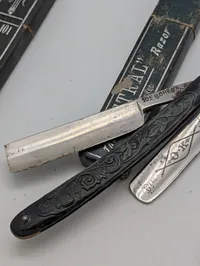 Samling af 5 antikke barberknive fra Bohersgo, Astral og Gotta
