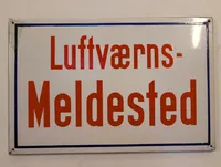 Emaljeskilt Luftværns-Meldested WW2 