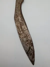 Antique Nepalese Kukri Knife with Carved Wood and Brass Handle