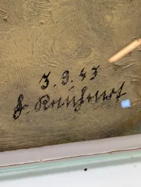 Oliemaleri af tysk SS  soldat i uniform, dateret 1943