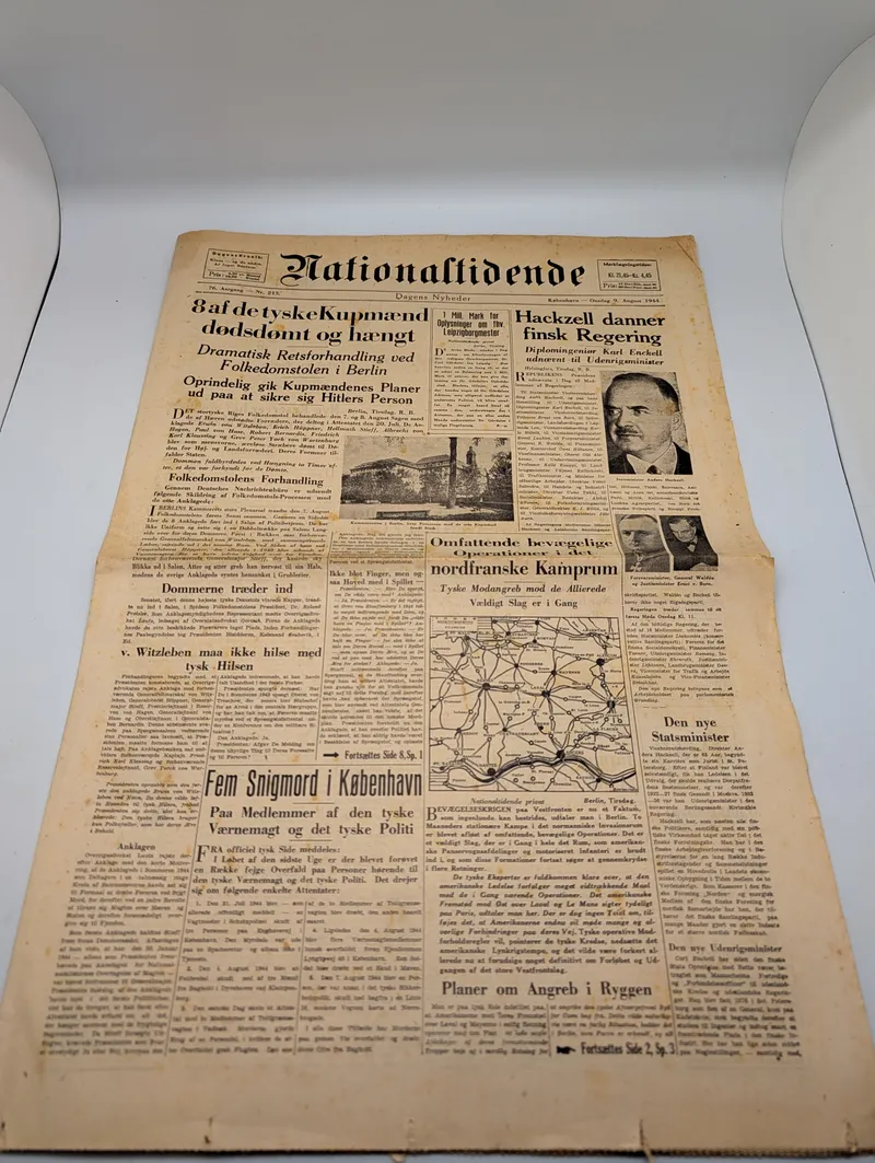 Nationaltidende Avis, 9. August 1944, Dansk Anden Verdenskrig Udgave