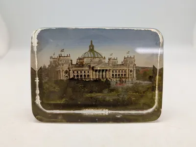 Antik glas brevpresser med motiv af Berlin Reichstagsgebäude WW1