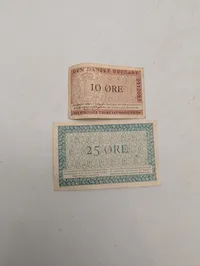 Den Danske Brigade militære nødpenge, 10 og 25 øre sedler