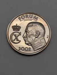 Dansk Forum Medalje 2002 med Christian X Motiv, 24,5 gram sterlingsølv 
