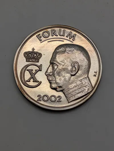 Dansk Forum Medalje 2002 med Christian X Motiv, 24,5 gram sterlingsølv 