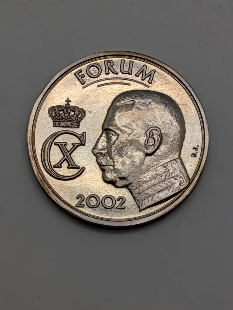 Dansk Forum Medalje 2002 med Christian X Motiv, 24,5 gram sterlingsølv 