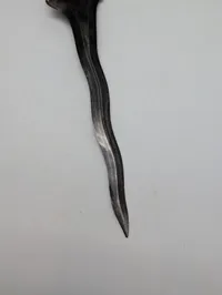 Indonesian Keris Dagger with Carved Hardwood Hilt and Metal Mendak
