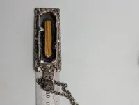 Brutalistisk smykkesæt med tigerøje bestående af armring og halskæde