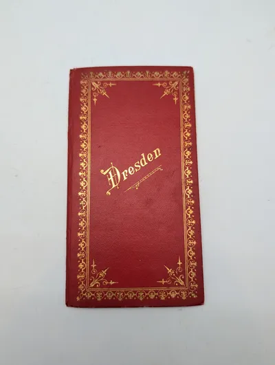 Antik Dresden Souvenir Leporello med Litografiske Prospekter