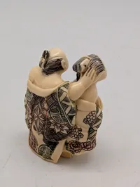 Antik JAPANESE HAND CARVED EROTIC NETSUKE FIGURES EDO / MEIJI PERIODE
