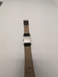 Skagen Denmark Steel firkantet herreur med sort læderrem