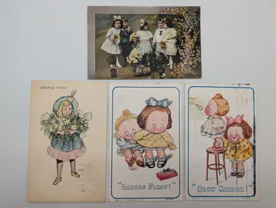 Lot of 4 Vintage Postcards including J. Beagles & Co. Comic Series