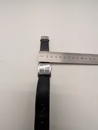 Skagen Denmark Steel firkantet herreur med sort læderrem