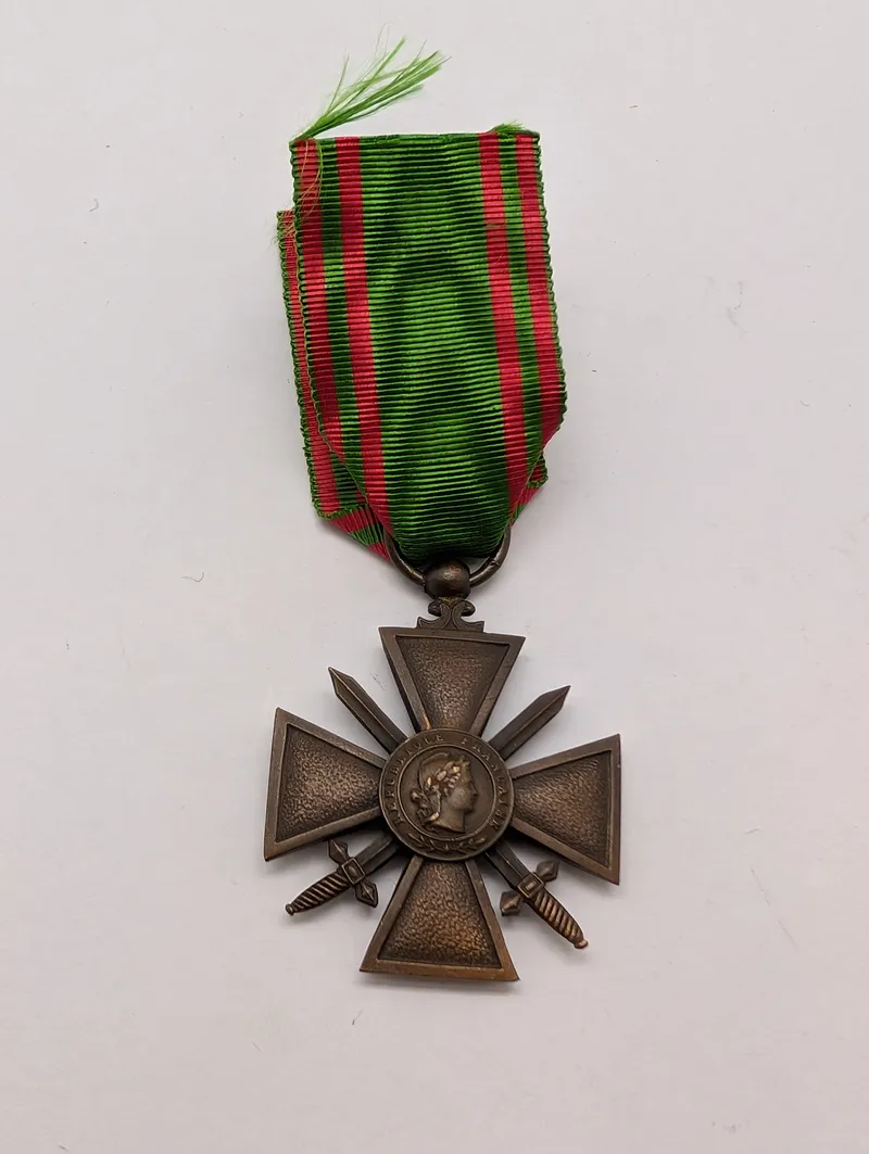 Fransk Croix de Guerre 1914-1917 Krigskors med Originalt Bånd