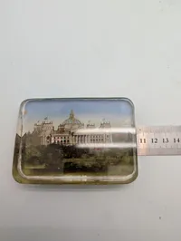 Antik glas brevpresser med motiv af Berlin Reichstagsgebäude WW1 