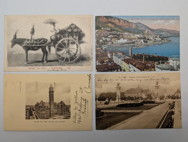 Set of Four Early 20th Century International Topographical Postcards