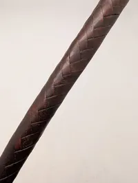 Vintage Braided Leather Equestrian Riding Crop with Tasseled Popper