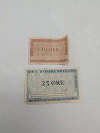 Den Danske Brigade militære nødpenge, 10 og 25 øre sedler