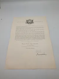 Finsk krigsmindediplom fra Vinterkrigen 1939-1940, underskrevet af Mannerheim