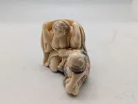 Antik JAPANESE HAND CARVED EROTIC NETSUKE FIGURES EDO / MEIJI PERIODE 