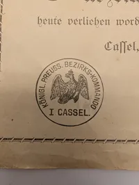 Tysk WWI Besitz-Zeugnis for Såretmærke i Sort, 1918