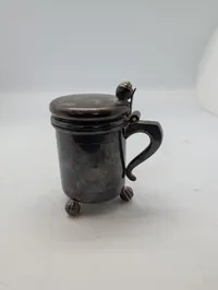 Antique Silver-Plated Miniature Lidded Tankard with Acorn Finial