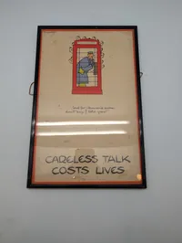 Fougasse 'Careless Talk Costs Lives' indrammet krigsplakat WW2