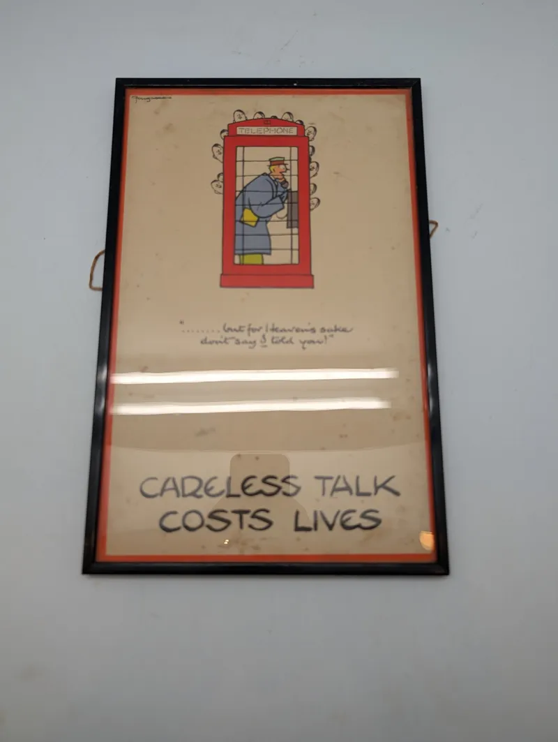 Fougasse 'Careless Talk Costs Lives' indrammet krigsplakat WW2