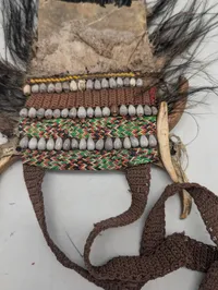 Papua Ny Guinea Stammehovedbeklædning med Kasuarfjer og Svinestødtænder