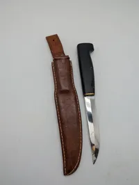 Fiskars Finland Stainless Steel Puukko Hunting Knife with Leather Sheath