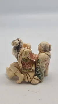 Antik JAPANESE HAND CARVED EROTIC NETSUKE FIGURES EDO / MEIJI PERIODE 