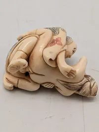 Antik JAPANESE HAND CARVED EROTIC NETSUKE FIGURES EDO / MEIJI PERIODE