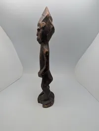 Hand-Carved African Tribal Standing Male Figure in Dark Wood