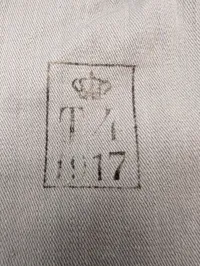 Dansk militær lærredspose med krone-stempel og årstal 1917