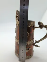 Tibetan Copper and Silvered Metal Butter Tea Pitcher with Dragon Handle