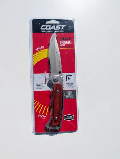 Coast FX412 Frame Lock Foldekniv med Træskaft