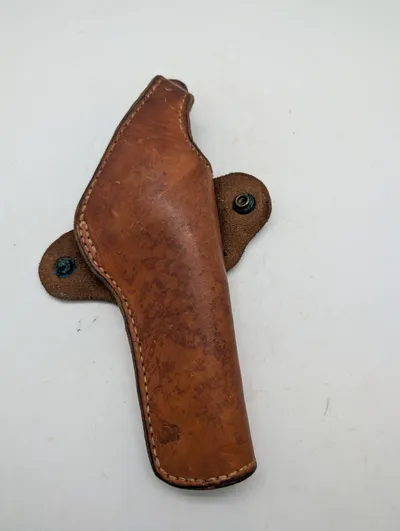 Vintage Brun Læderpistolhylster med Trykknapper