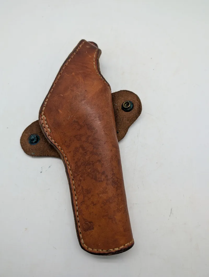 Vintage Brun Læderpistolhylster med Trykknapper