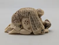 Antik JAPANESE HAND CARVED EROTIC NETSUKE FIGURES EDO / MEIJI PERIODE 