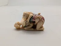 Antik JAPANESE HAND CARVED EROTIC NETSUKE FIGURES EDO / MEIJI PERIODE 