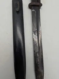 Tysk Mauser K98 Bajonet med tilhørende metalskede uden nummer 
