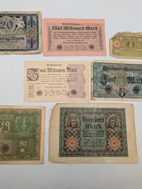 Samling af tyske pengesedler fra Weimarrepublikken, 1910-1923